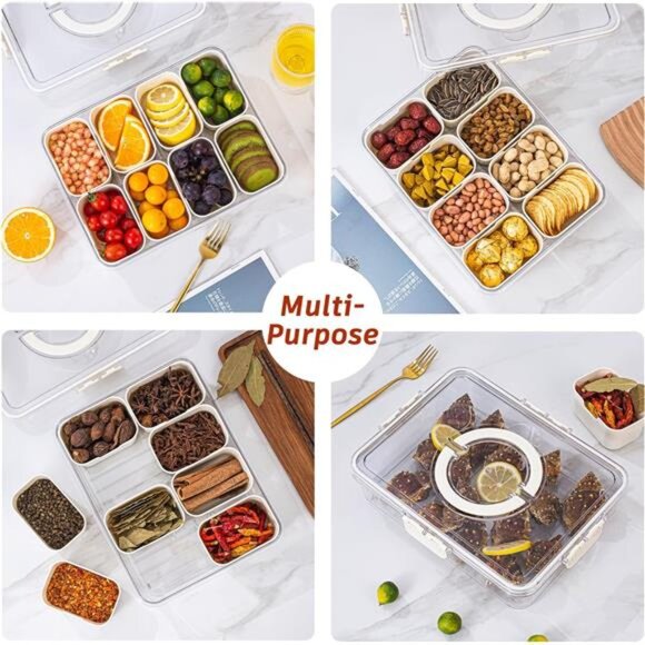 Clear Snack Container Divided Serving Tray Portable Party Charcuterie Box - Picture 5 of 7